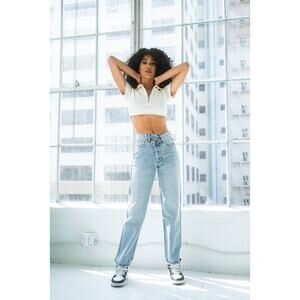 Revice Denim 90's Baby Joey Wash 32 Crossover Waistband Loose Leg High Rise Jean